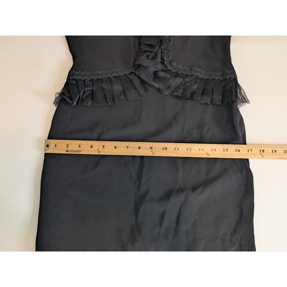 Gai Mattiolo Black Sheath Dress With Ruffles Size 46 (US 10 - See Measurements) - Picture 11 of 13